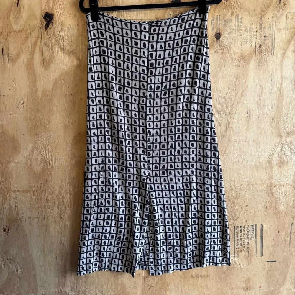 Vintage Express Brown Abstract Print Midi Pencil Skirt Sz 9/10 - Picture 4 of 8